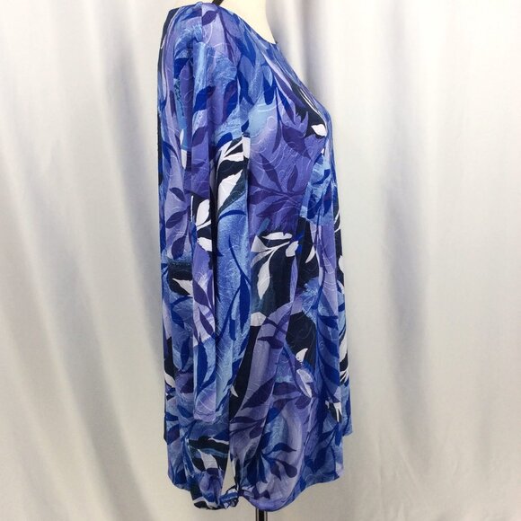 JM Collection Stretch Knit Top Womens Plus Size 2X Purple 3/4 Sleeve Side Tie - Picture 3 of 7